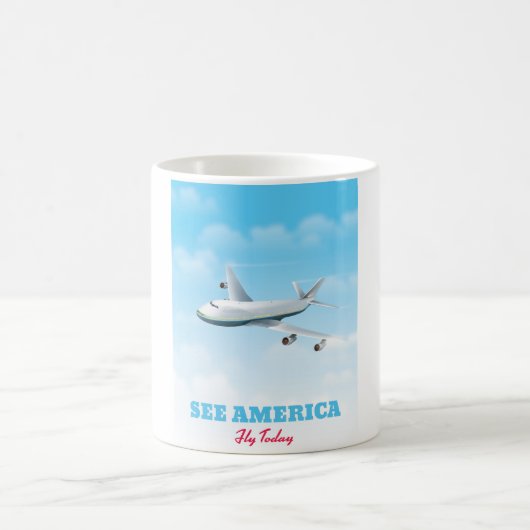 Sehen Sie Amerika - Fliegen Sie heute! Kaffeetasse (Mittel)