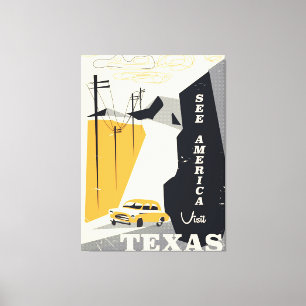 Sehen Sie Amerika - Texas-Vintage-Reiseplakat der  Leinwanddruck