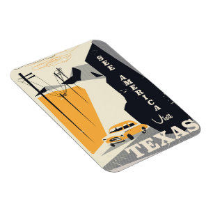 Sehen Sie Amerika - Texas-Vintage-Reiseplakat der Magnet