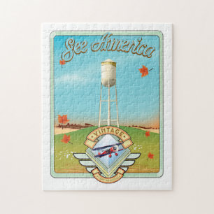 Sehen Sie Amerika Vintage 50er Jahre Flugposter Puzzle