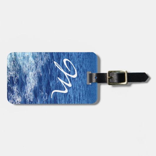 Sehen Sie das mit Monogramm Meer Gepäckanhänger (Vorderseite horizontal)