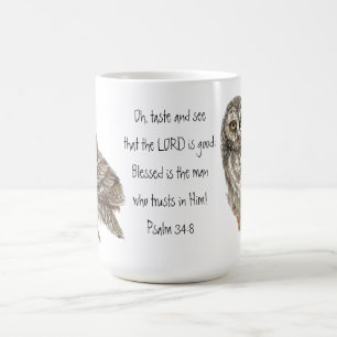 Sehen Sie den Herrn ist Gutes Wasserfarben Owl Psa Kaffeetasse