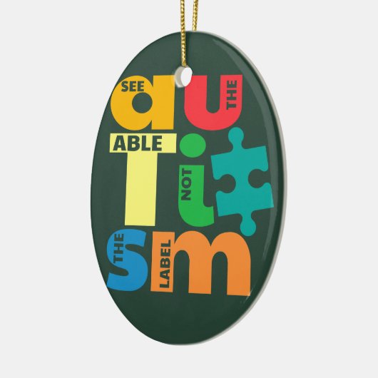 Sehen Sie die Fähigkeit nicht das Etikett Autismus Keramik Ornament (Links)