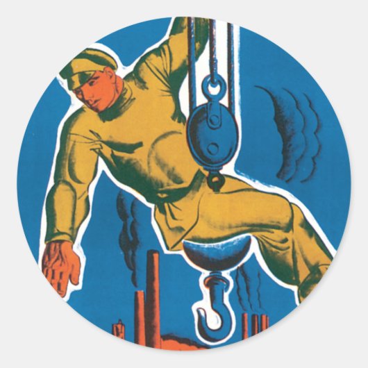 Sehen Sie die sowjetische Gewerkschaft im Entstehe Runder Aufkleber (Vorderseite)