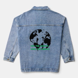 Sehen Sie die Welt Gerettet Radwandern Jeansjacke