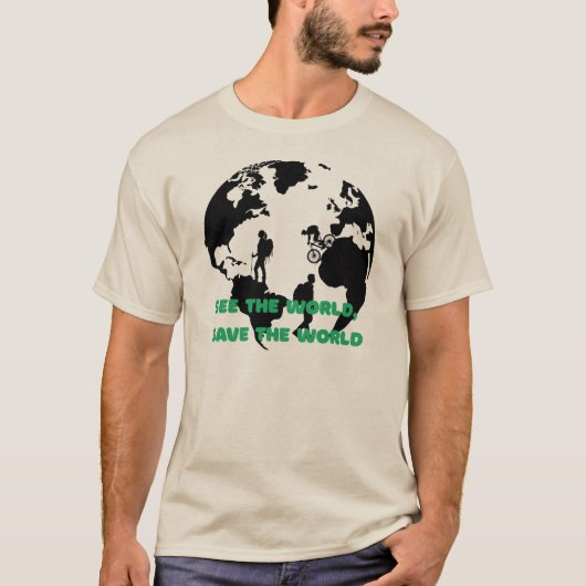 Sehen Sie die Welt Gerettet Radwandern T-Shirt (Vorderseite)