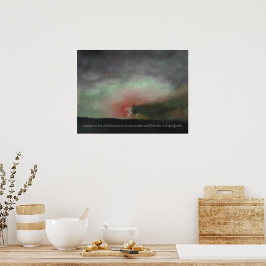 Sehen Sie ein blasses Pferd mit Schrift Zitat Prin Poster (Küche)