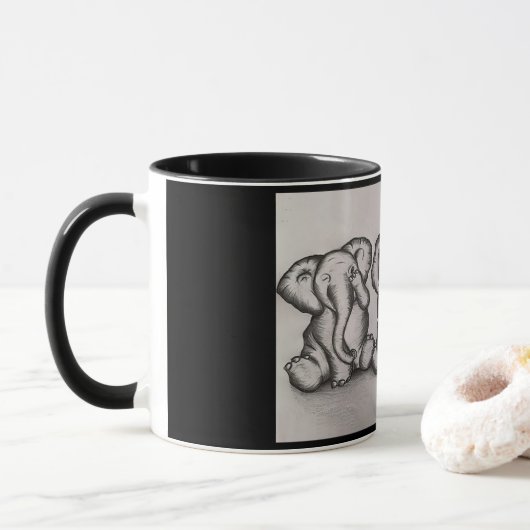 Sehen Sie, hören Sie, sprechen Sie keine bösen Ele Tasse (Mit Donut)