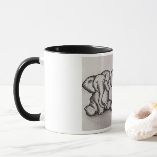 Sehen Sie, hören Sie, sprechen Sie keine bösen Ele Tasse (Mit Donut)