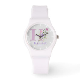 Sehen Sie in einem Blumendesign mit Name & Initial Armbanduhr