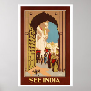 Sehen Sie India Vintage Reiseplakat Poster