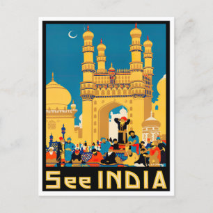 Sehen Sie Indien Vintage-Reise Postkarte