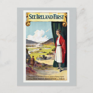 Sehen Sie Irland zuerst Eisenbahn Vintage-Reise Postkarte
