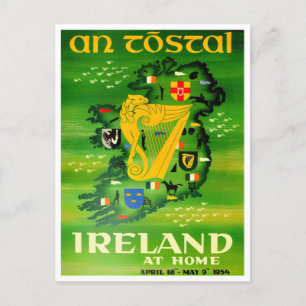 Sehen Sie Irland zuerst Vintage-Reise-Postkarte Postkarte