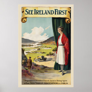 Sehen Sie Irland zuerst Vintage-Reiseposter Poster
