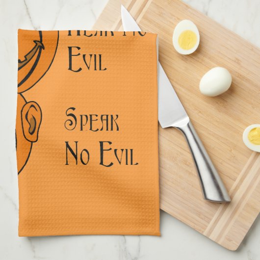 Sehen Sie kein Hören keine Rede kein böse Pumpkin Küchentuch (Viertel Falte)