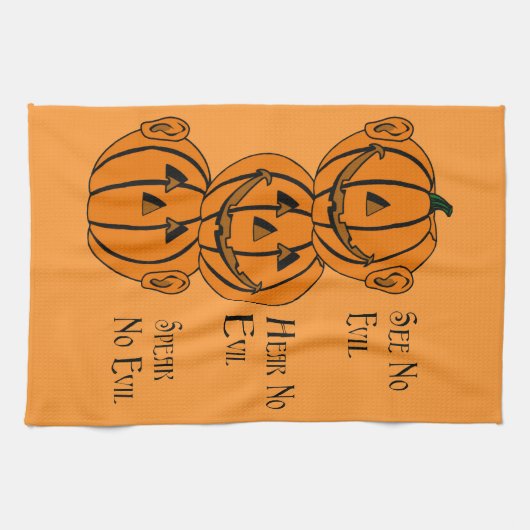 Sehen Sie kein Hören keine Rede kein böse Pumpkin Küchentuch (Horizontal)