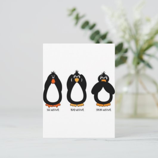 Sehen Sie kein Übel, hören Sie kein Übel, sprechen Postkarte (Stehend Vorderseite)