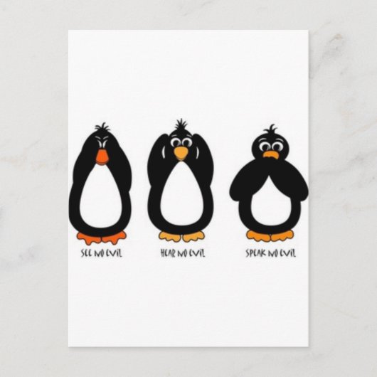 Sehen Sie kein Übel, hören Sie kein Übel, sprechen Postkarte (Vorderseite)