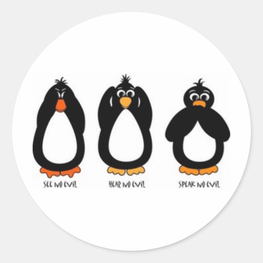 Sehen Sie kein Übel, hören Sie kein Übel, sprechen Runder Aufkleber (Vorderseite)
