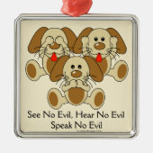 Sehen Sie keine schlechten Welpen Silbernes Ornament (Vorne)