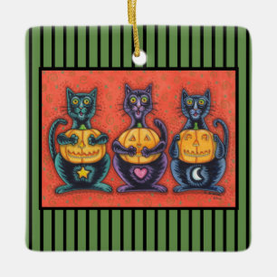 SEHEN SIE KEINE SCHWARZEN KATZEN, HALLOWEEN URLAUB KERAMIKORNAMENT