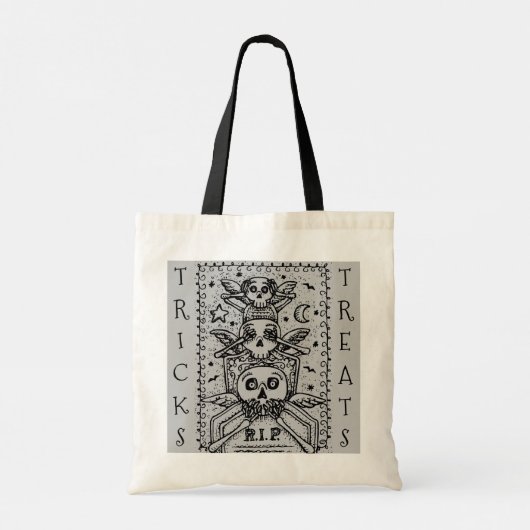 SEHEN SIE KEINEN FRIEDHOF SKELETON TRICK ODER BEHA TRAGETASCHE (Rückseite)