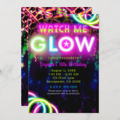 SEHEN SIE MICH GLOW Neon Birthday Party Einladung (Vorne/Hinten)