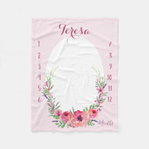 Sehen Sie mich wachsen - Rosa Aquarell Fleecedecke