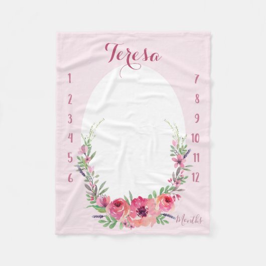 Sehen Sie mich wachsen - Rosa Aquarell Fleecedecke (Vorderseite)