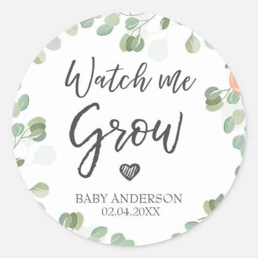 Sehen Sie mir wachsen Pflanze Gefallen Dusche Pfla Runder Aufkleber (Vorderseite)