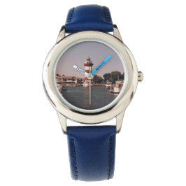 Sehen Sie mit Blue Band und Lighthouse Szene Armbanduhr