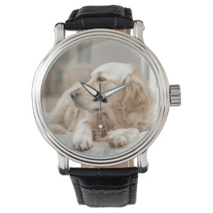 Sehen Sie mit dem Bild des Golden Retriever Armbanduhr