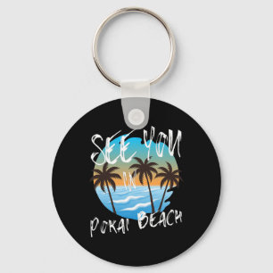 Sehen Sie sich am Pokai-Strand Retro Vintage Oahu Schlüsselanhänger