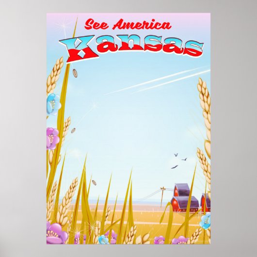 Sehen Sie sich Amerika an! - Kansas Poster (Vorne)