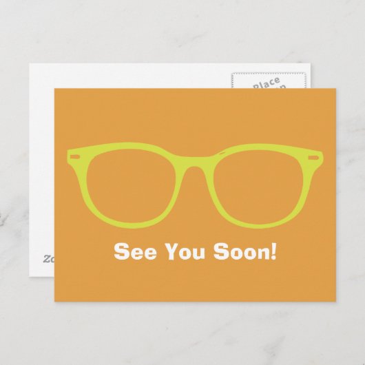 Sehen Sie sich bald Eyeglasses Postcard Limon & Or Postkarte (Vorne/Hinten)