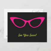Sehen Sie sich bald Pink Cat's Augenbrille Postkar Postkarte (Vorne/Hinten)