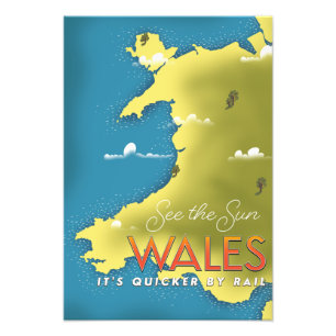 Sehen Sie sich das Reiseplakat Sun Wales an. Fotodruck