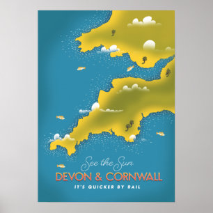 Sehen Sie sich das Sun - Devon & Cornwall Reisepla Poster