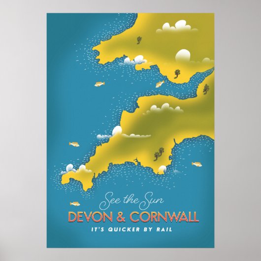 Sehen Sie sich das Sun - Devon & Cornwall Reisepla Poster (Vorne)