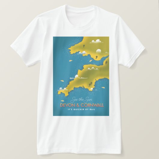 Sehen Sie sich das Sun - Devon & Cornwall Reisepla T-Shirt (Design vorne)