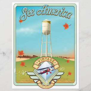 Sehen Sie sich das US Vintage Flugplakat der 50er