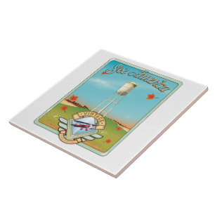 Sehen Sie sich das US Vintage Flugplakat der 50er Fliese