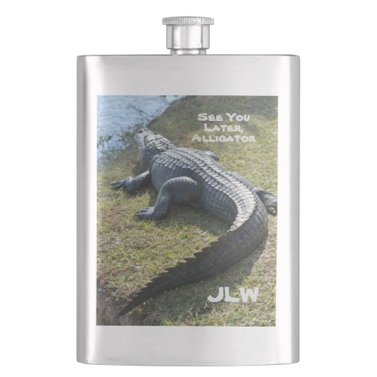 Sehen Sie sich den Alligator mit den Initials Ever Flachmann (Vorderseite)