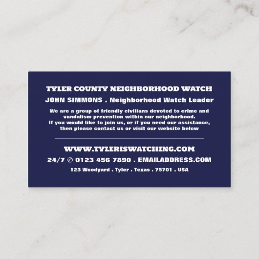 Sehen Sie sich die Augen, die Nachbarschaftsgemein Visitenkarte (Rückseite)