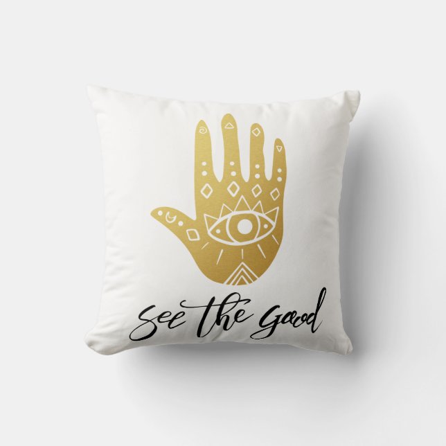 Sehen Sie sich die gute Hamsa an Kissen (Vorderseite)
