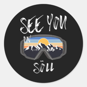 Sehen Sie sich in Söll Tirol Urlaub Skibrille an Runder Aufkleber