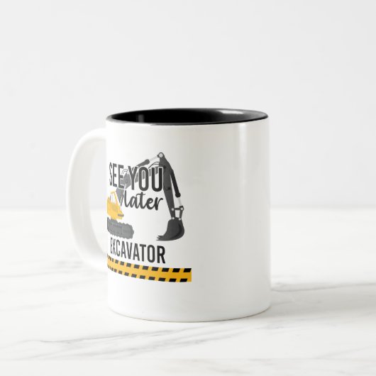 sehen Sie später den Bagger Zweifarbige Tasse (Vorderseite Links)