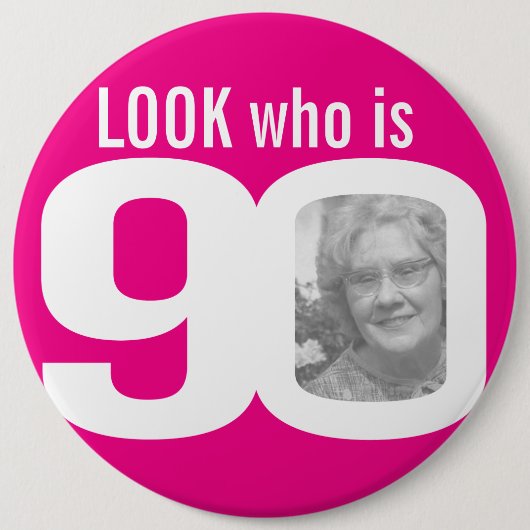 Sehen Sie, wer 90 Foto rosa ist Button (Vorderseite)