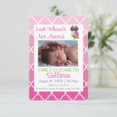 Sehen Sie, wer angekommen ist Rosa- 3x5 Geburtserk Ankündigung (Stehend Vorderseite)